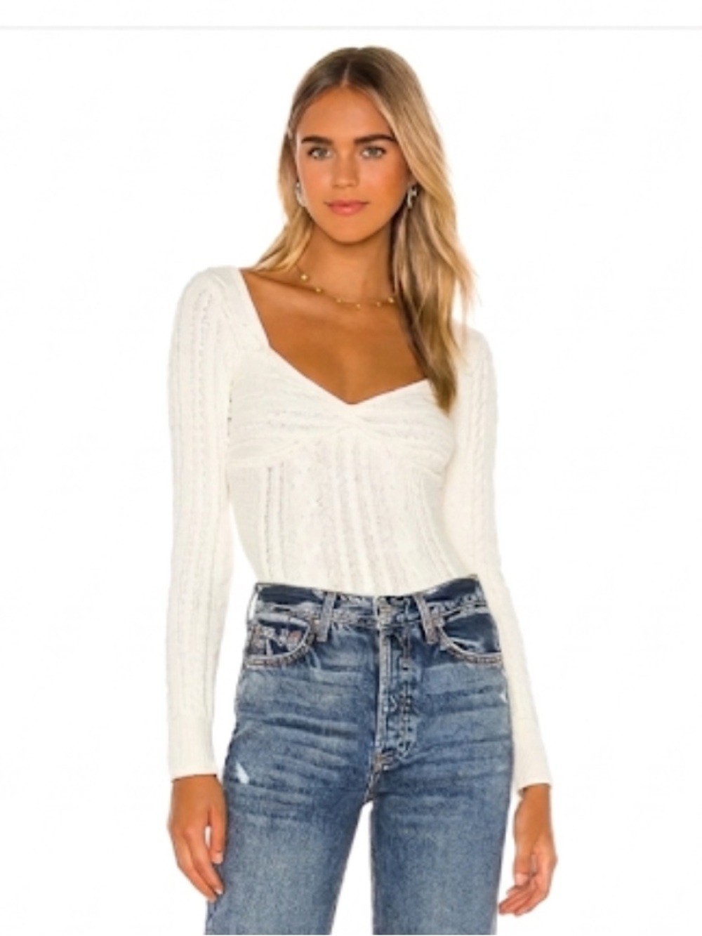 Majorelle Fallone Cable Knit Sweater In Cream Size Small Excellent Condition!